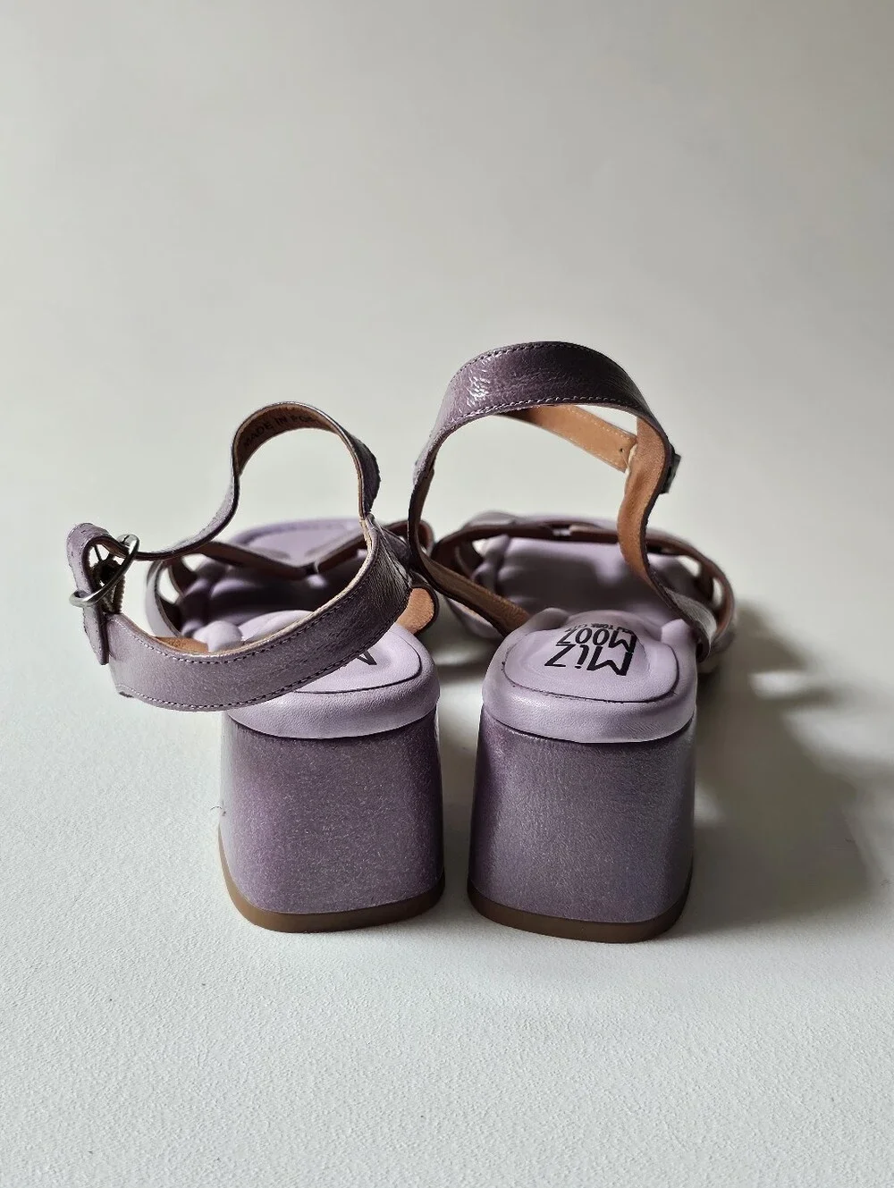 Miz Mooz Oakley Leather Block Heel Sandals Lavender Lilac EU 42 US 11 Portugal
